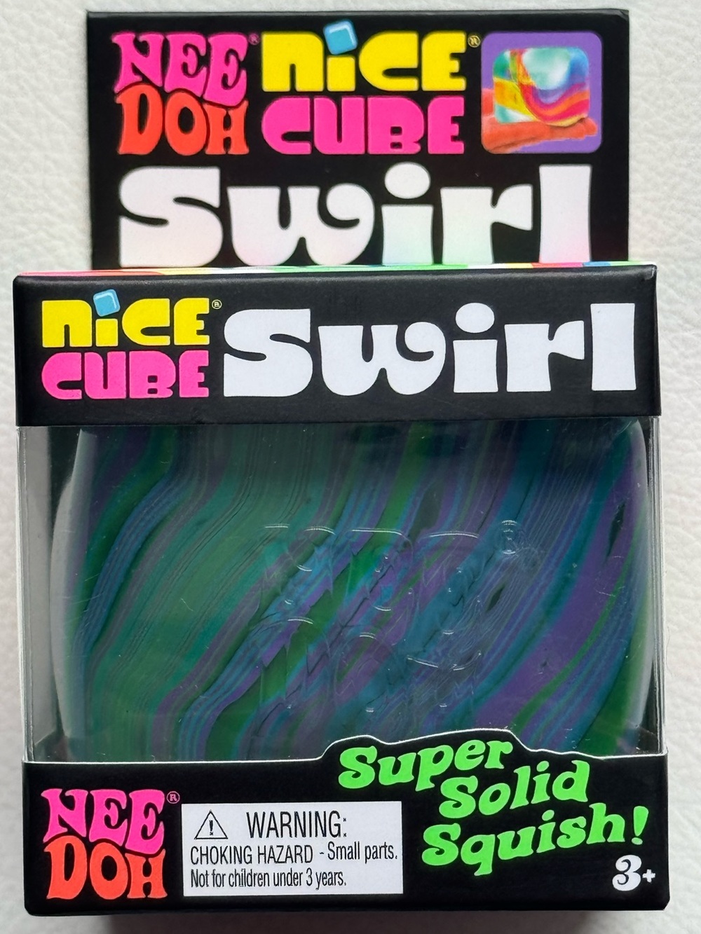 NeeDoh Nice Cube Swirl Blue Green Purple Squishy Squeeze Toy New SHIPS TODAY!